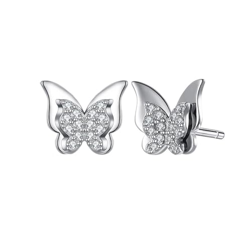 Homxi Ohrstecker Damen Modern,Damenohrringe 925 Silber Ohrringe Schmetterling mit Zirkonia Damenohrringe Silber von Homxi