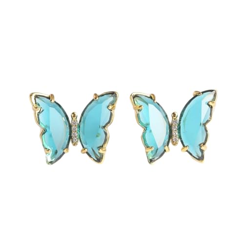Homxi Ohrstecker Damen Modern,Ohrringe Damen 925 Silber Ohrringe Schmetterling mit Zirkonia Damen Ohrringe Blau See von Homxi