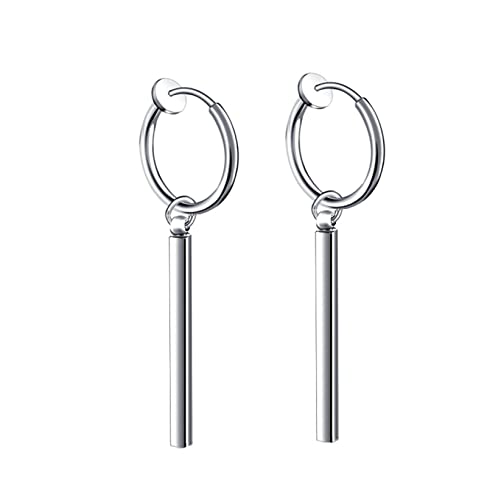Homxi Ohrstecker Edelstahl Herren,Rund mit Lang Stange Quadratischer Stab Ohrclip Herren Ohrringeratisch Silber von Homxi