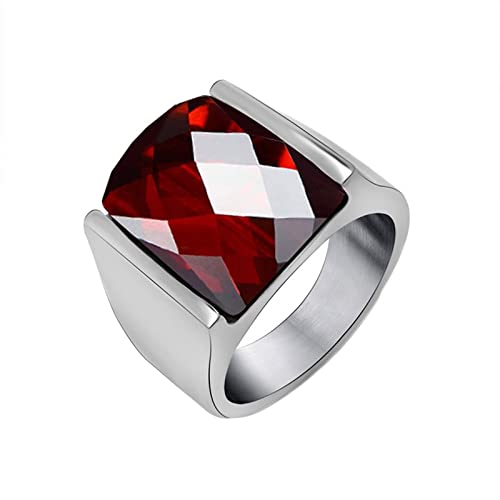 Homxi Punk Ringe Herren,Ringe Geometrisch mit Rot Zirkonia Edelstahlring Herren Rot Ring Herren Größe 65 (20.7) von Homxi