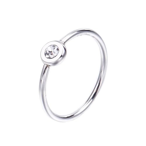 Homxi Ring Damen Edelstahl,Feine Runde 6MM mit Zirkonia Damen Ringe Silber Ring Damen Gr.52 (16.6) von Homxi
