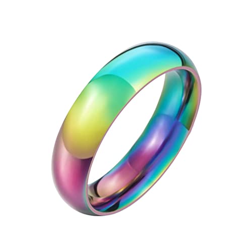 Homxi Ring Damen Herren,Ringe Rund Regenbogen Ring Edelstahl Herren Bunt Ringe Damen Größe 61 (19.4) von Homxi