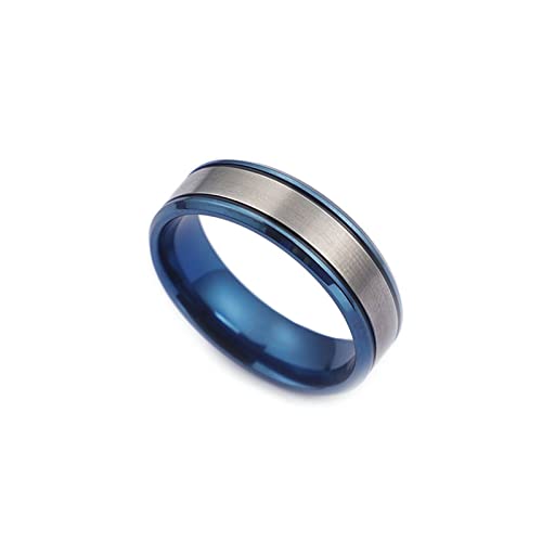 Homxi Ring Gothic Herren,Ring Rund Herren Ringe Edelstahl Blau Silber Herren Ringe Größe 67 (21.3) von Homxi