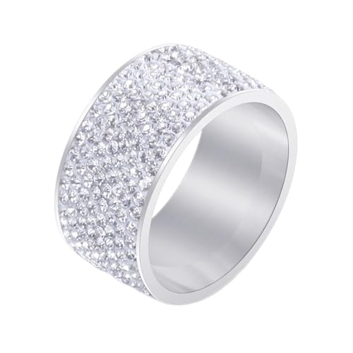 Homxi Ring Herren Edelstahl Personalisiert,12MM Rund mit Zirkonia Weiß Ring Silber Weiß Herren Herren Ring Größe 62 (19.7) von Homxi