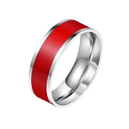 Homxi Ringe Herren Punk,Ring Rund mit Emaille 7mm Edelstahl Ring Herren Rot Ringe Herren Größe 67 (21.3) von Homxi