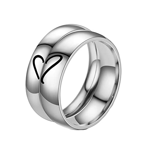 Homxi Ringe mit Gravur für Paare,Ring Paar Edelstahl 4/6MM Silberring Herz Puzzle Hochzeit Ringe Paar Damen 52 (16.6) + Herren 67 (21.3) von Homxi