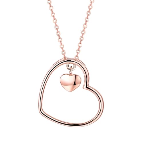 Homxi Rosegold Halskette Anhänger Frauen,Mädchen Halskette 925 Silber mit Anhänger Hohl Herz Halskette mit Anhänger Rosegold von Homxi