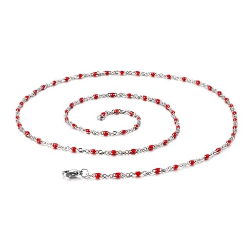 Homxi Rot Halskette Frauen,Damen Halsketten Edelstahl Kette mit Perlen Kette Rot von Homxi