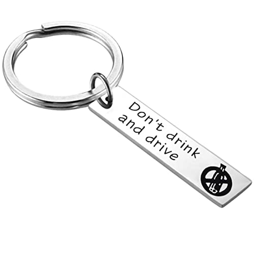 Homxi Schlüsselschilder Edelstahl Herren Damen,Militärplatte Gravur Don't Drink and Drive Schlüsselanhänger Ring Silber von Homxi