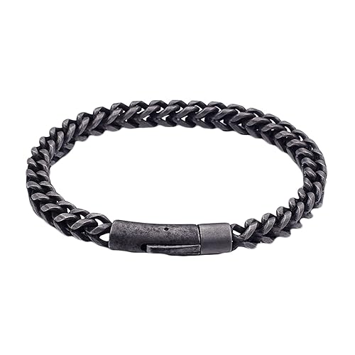 Homxi Schwarz Armband Herren,Armbänder Herren Edelstahl Kette 8mm Armbänder Herren 19CM von Homxi
