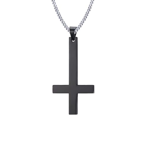 Homxi Schwarz Halskette Anhänger Herren,Anhänger Halskette Herren Edelstahl Poliert Kreuz Kette Anhänger Schwarz von Homxi