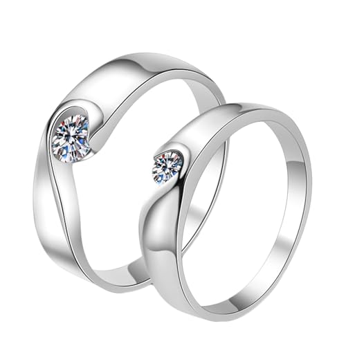 Homxi Silber 925 Ringe Herren,Eheringe Trauringe Herz-Puzzle mit Moissanit 0.3ct Ring Mann Silber Verlobung Größe 58(18.4) von Homxi