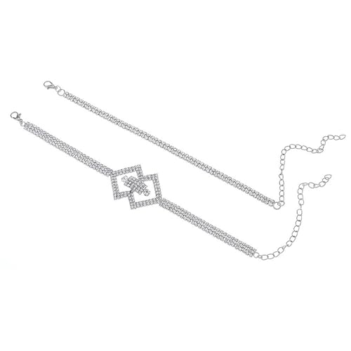 Homxi Silber Fußkette Sommer Damen, Fusskette Damen Kupfer 2 Stücke Set mit Zirkonia - 20.7cm + 10cm Verlängerungskette von Homxi