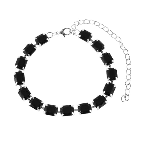 Homxi Silber Fußkette Sommer für Damen, Frauen Fußkette Kupfer Rechteck mit Zirkonia - 21cm + 10.7cm Verlängerungskette von Homxi