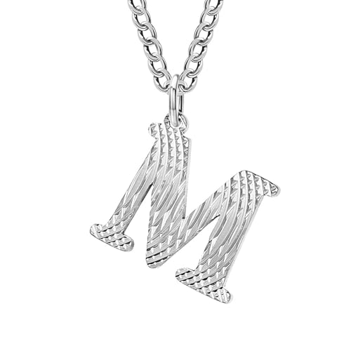Homxi Silber Halskette mit Anhänger Unisex,Mädchen Halskette Edelstahl für Anhänger Buchstabe M Halskette mit Anhänger Silber von Homxi