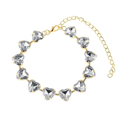 Homxi Sommer Fußketten Gold Damen, Damen Fusskette Kupfer Herzform mit Zirkonia - 21cm + 10cm Verlängerungskette von Homxi