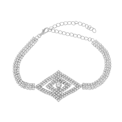 Homxi Sommer Fußketten Silber Damen, Fuß Ketten Frauen Legierung Raute mit Zirkonia - 22cm + 10cm Verlängerungskette von Homxi