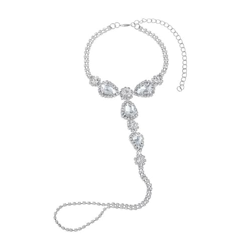 Homxi Strand Fußkette Silber Damen, Fuß Kette Kupfer Frauen Wassertropfen mit Zirkonia - 20.7cm + 10cm Verlängerungskette von Homxi