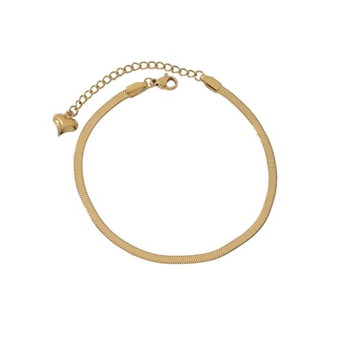 Homxi Strand Fußketten Gold für Damen, Damen Fußkette Edelstahl Schlangenkette - 20cm + 5.5cm Verlängerungskette von Homxi