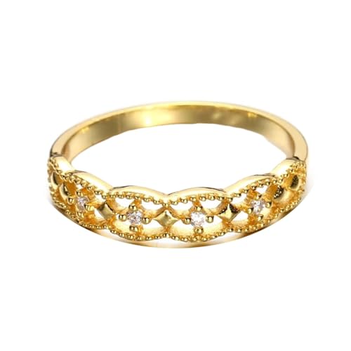 Homxi Trauring Damen Ringe Gold 375, Hohl Rund mit Moissanit, Damen Gold Eheringe Verlobung Frauen Ring Größe 65 (20.7) von Homxi