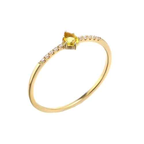 Homxi Trauring Damenring 9K Gelbgold, Wassertropfen mit Erstellter Saphir und Moissanit, Damenring Verlobungsring Gold Größe 60 (19.1) von Homxi