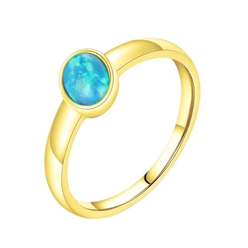Homxi Trauring Gold Damen Ringe 14 Karat, 4x6mm Oval mit Opal, Damen Verlobungsring Ehering Frauen Ring Gold Groß 61 (19.4) von Homxi