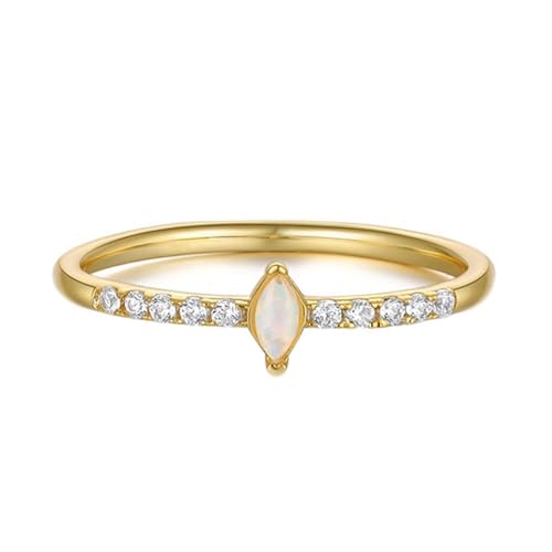 Homxi Trauring Ring 375 Gold 9 Karat Damen, Marquise mit Opal und Moissanit, Damen Hochzeitsringe Eheringe Frauen Gold Groß 49 (15.6) von Homxi
