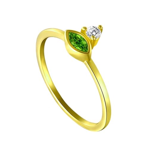 Homxi Trauringe Damen Ring Gelbgold 18K, Marquise mit Erstellter Smaragd, Gold Damen Ring Verlobungsring Größe 51 (16.2) von Homxi