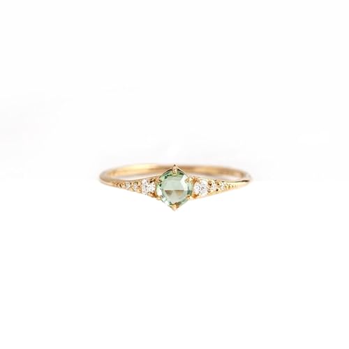 Homxi Trauringe Damen Ringe Gelbgold 375, Rund mit Kreierter Peridot und Moissanit, Damen Verlobungsring Ehering Frauen Ring Gold Größe 58 (18.5) von Homxi
