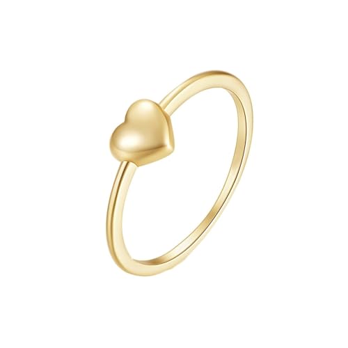 Homxi Trauringe Damen Ringe Gelbgold 9 K, Einfach Herz, Gold Damen Ringe Eheringe Verlobung Größe 51 (16.2) von Homxi