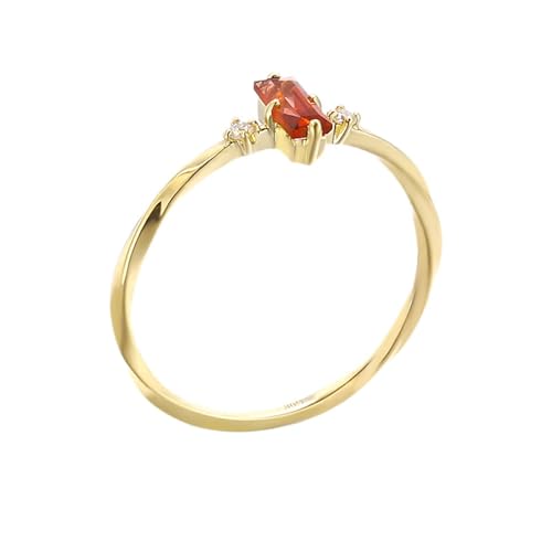 Homxi Trauringe Damenring Gold 14 K, Rechteck mit Kreierter Granat und Moissanit, Verlobung Trauringe Damen Gold Gr 60 (19.1) von Homxi