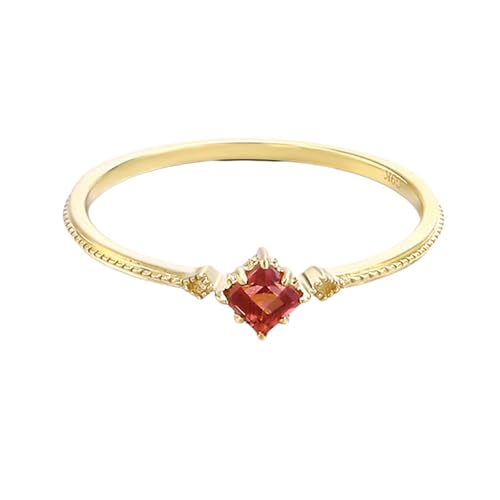 Homxi Trauringe Ring Damen Gold 9 K, Quadrat mit Erstellter Turmalin und Moissanit, Damen Gold Eheringe Verlobung Frauen Ring Gr 60 (19.1) von Homxi