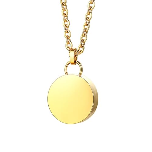 Homxi Unisex Kette Anhänger Gold,Kette Anhänger Edelstahl Frauen Kette Gravur Personalisiert Rund Poliert Halsketten Anhänger Gold von Homxi