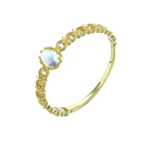 Homxi Verlobungsring Damen Ring Gold 585, Oval mit Mondstein, Damen Ringe Eheringe Verlobungsringe Gold Groß 56 (17.8) von Homxi