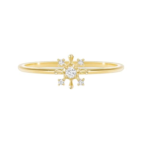 Homxi Verlobungsring Damen Ringe Gelbgold 14 K, Schneeflocken mit Moissanit, Verlobungsringe Eheringe Damen Ringe Gold Gr. 49 (15.6) von Homxi