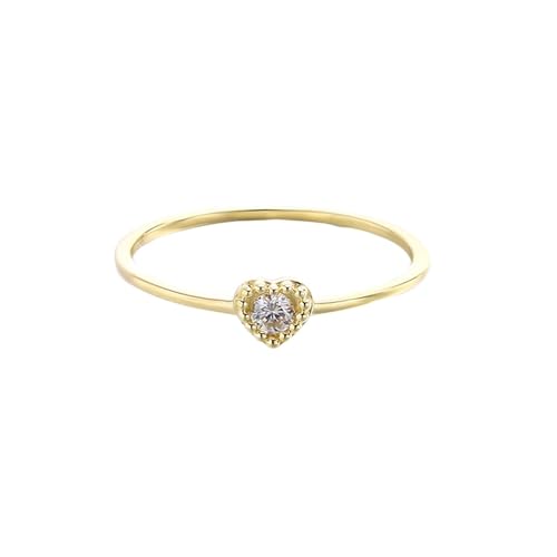 Homxi Verlobungsring Gold Damenring 9K, Herz mit Moissanit, Damen Ringe Eheringe Verlobung Gold Größe 51 (16.2) von Homxi