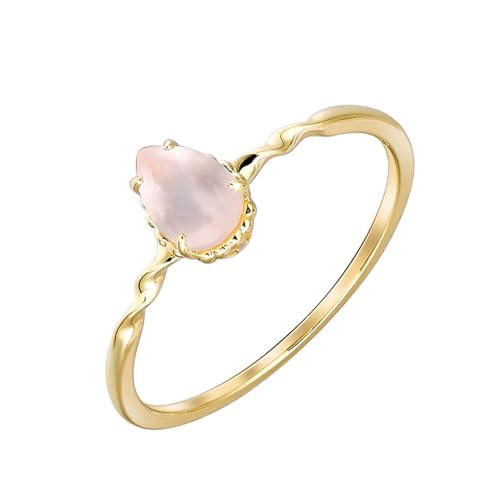 Homxi Verlobungsringe Damen Ringe 375 Gelbgold, Wassertropfen mit Rosenquarz, Gold Damen Ringe Eheringe Verlobung Gr. 63 (20.1) von Homxi