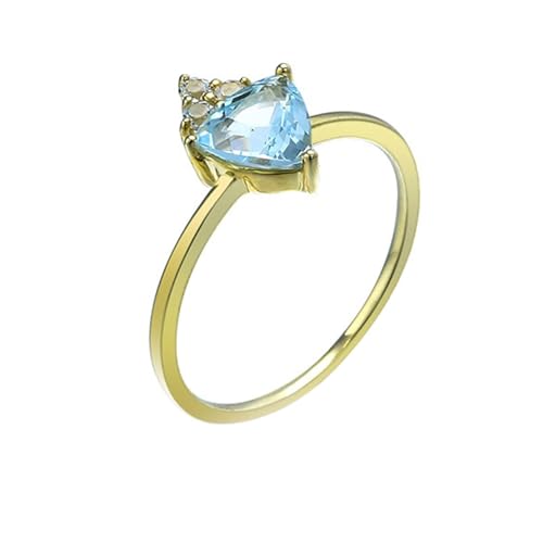Homxi Verlobungsringe Damen Ringe 9 Karat Gelbgold, Dreieck mit Kreierter Topas und Moissanit, Gold Damen Ringe Verlobungsringe Eheringe Gr. 52 (16.6) von Homxi