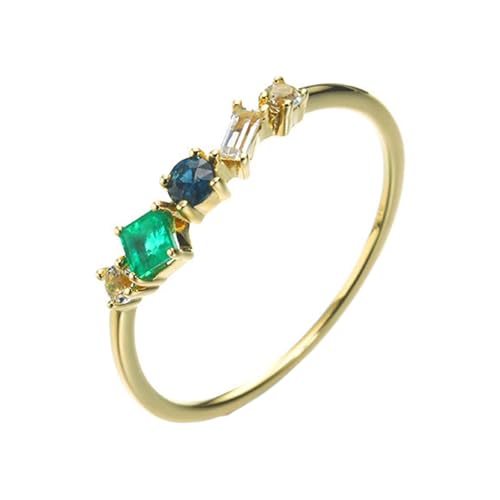 Homxi Verlobungsringe Damenring 375 Gelbgold, Quadrat und Rund mit Kreierter Edelstein, Damen Ringe Eheringe Verlobungsringe Gold Gr. 57 (18.1) von Homxi