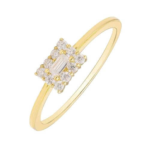 Homxi Verlobungsringe Gelbgold Damen Ringe 375, Rechteck mit Moissanit, Gold Damen Ringe Eheringe Verlobungsringe Groß 54 (17.2) von Homxi