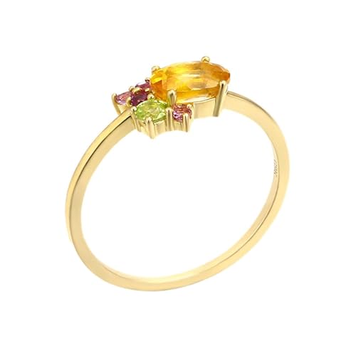 Homxi Verlobungsringe Ring Damen 585 Gelbgold, Oval mit Kreierter Edelstein, Gold Verlobung Trauringe Damen Gr. 49 (15.6) von Homxi
