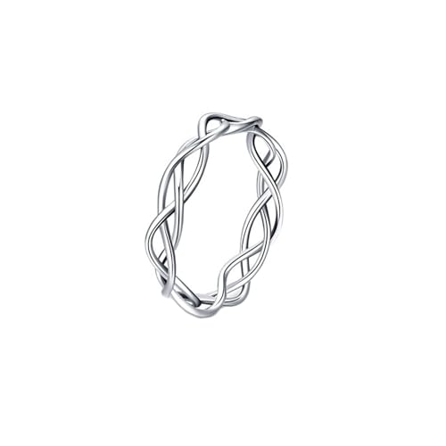 Homxi Verlobungsringe Ring Damen Weißgold 9 Karat, Hohl Geometrie, Silber Verlobungsringe Eheringe Damen Ring Gr. 49 (15.6) von Homxi