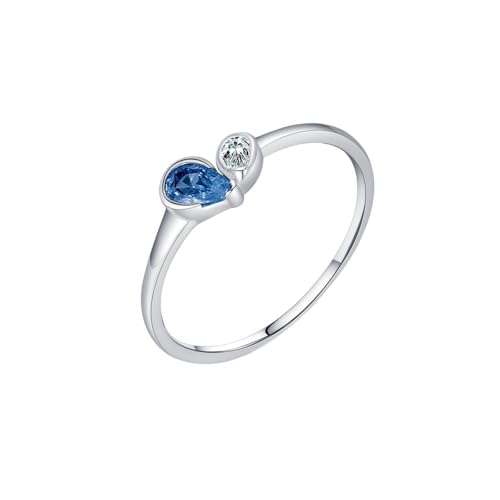 Homxi Verlobungsringe Weißgold Damenring 18K, 3x5mm Wassertropfen mit Zirkonia, Silber Verlobungsring Ehering Damen Ring Größe 57 (18.1) von Homxi