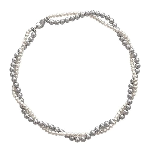 Homxi Weiß Grau Halskette Anhänger Mädchen,Halskette Frauen 925 Silber Doppellagige Perlenkette Kette Anhänger Damen Weiß Grau Homxi Weiß Grau Halskette Anhänger Mädchen,Halskette Frauen 925 Silber Doppellagige Perlenkette Kette Anhänger Damen Weiß Grau von Homxi