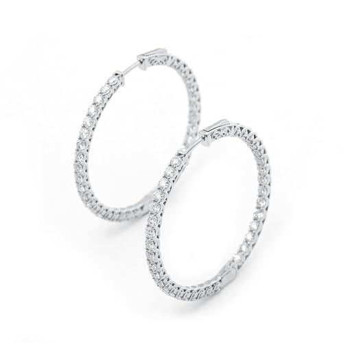 Homxi Weißgold 375 Ohrringe Damen, Kreis mit Moissanit, Frauen Ohrringe Creolen Silber von Homxi