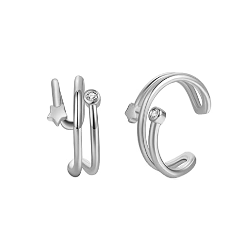 Homxi Weißgold 375 Ohrringe Damen für Hochzeit, Stern mit Moissanit, Schmuck Damen Ohrclips Silber von Homxi