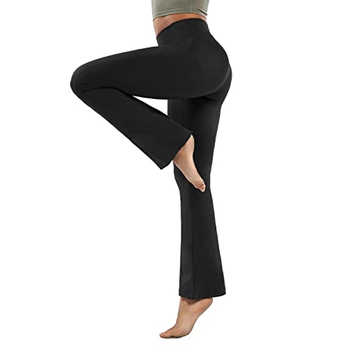 HomyComy Yogahose Damen Hohe Taille Bauchkontrolle Flared Leggings Bootleg Sporthose Bootcut Sporthose Fitness Flare Hose Aktive Freizeit Jazzpants Schwarz L von HomyComy