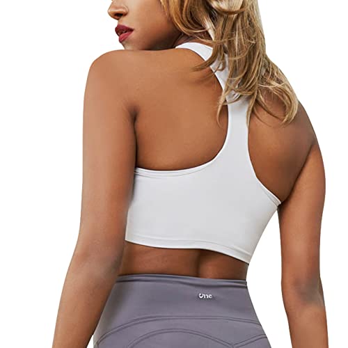 HomyComy Damen Sport BH Klassische Frauen Büstenhalter Ohne Bügel Sports Bras Fitness Lauf Joggen Yoga Bra Weiß L von HomyComy