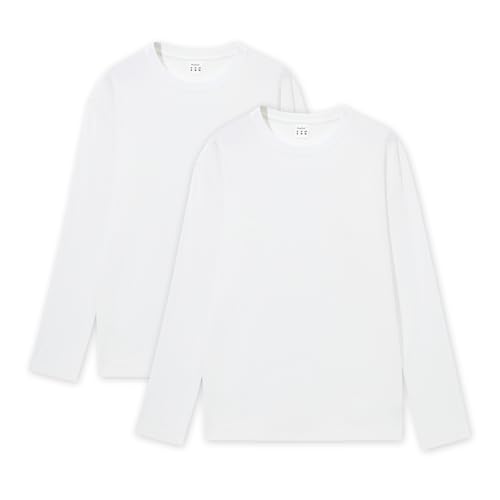 HomyComy Herren Langarmshirt mit Rundhalsausschnitt aus 100% Baumwolle Long Sleeve T-Shirts 2er Pack Weiß XXL HomyComy Herren Langarmshirt mit Rundhalsausschnitt aus 100% Baumwolle Long Sleeve T-Shirts 2er Pack Weiß XXL von HomyComy