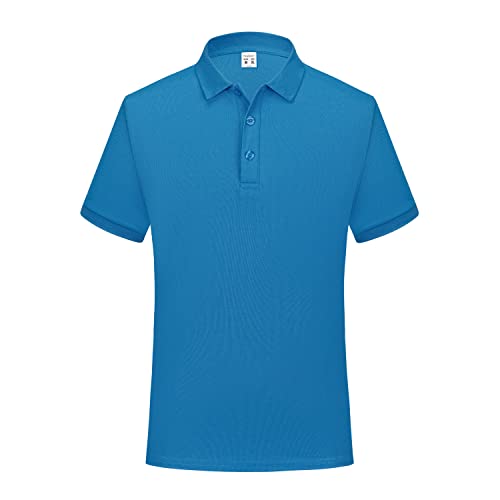 HomyComy Poloshirt Herren Kurzarm Baumwolle Männer Polo Shirts Sommer Regular Fit Golf Sports Polohemd Blau L von HomyComy
